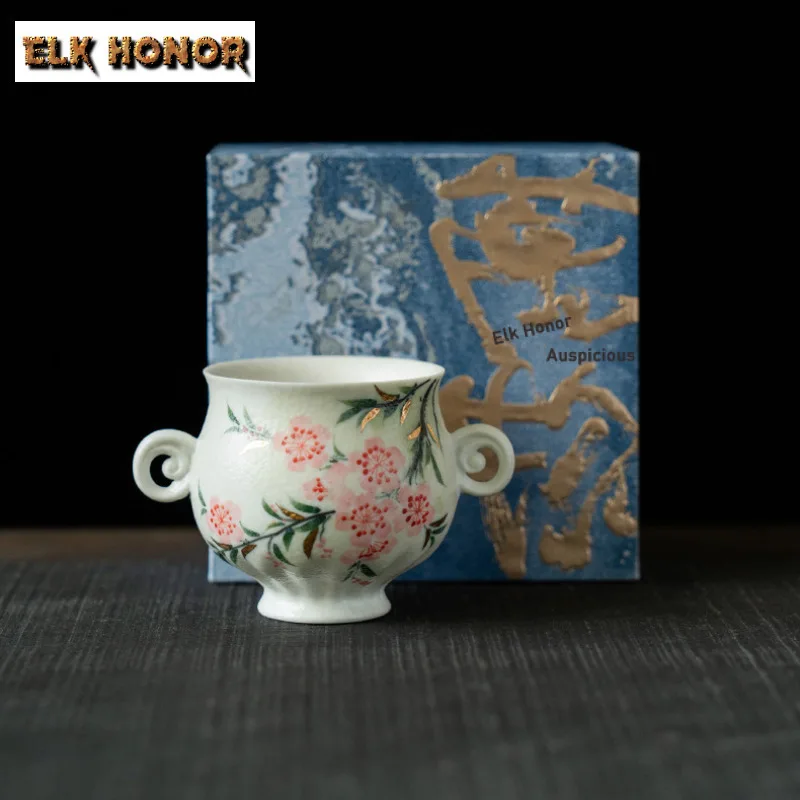 

125ml Rock Mineral White High Foot Teacup Handmade Tea Bowl Cup for Tea Tea-tasting Meditation Cup Jianzhan Master Cups Cafes