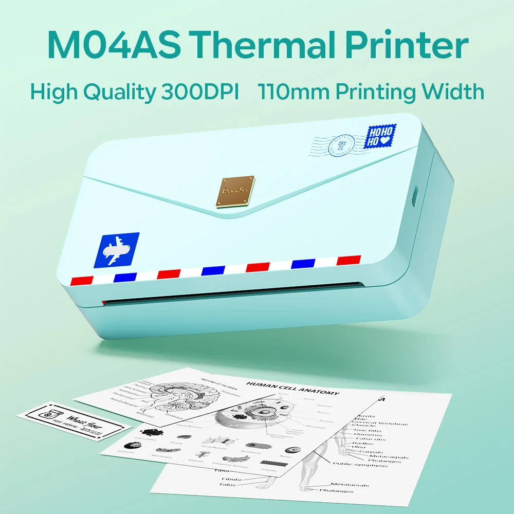 

Phomemo M04AS Mini Thermal Printer 300dpi HD Photo printing Portable Wireless Bluetooth Label Maker for 110mm Paper