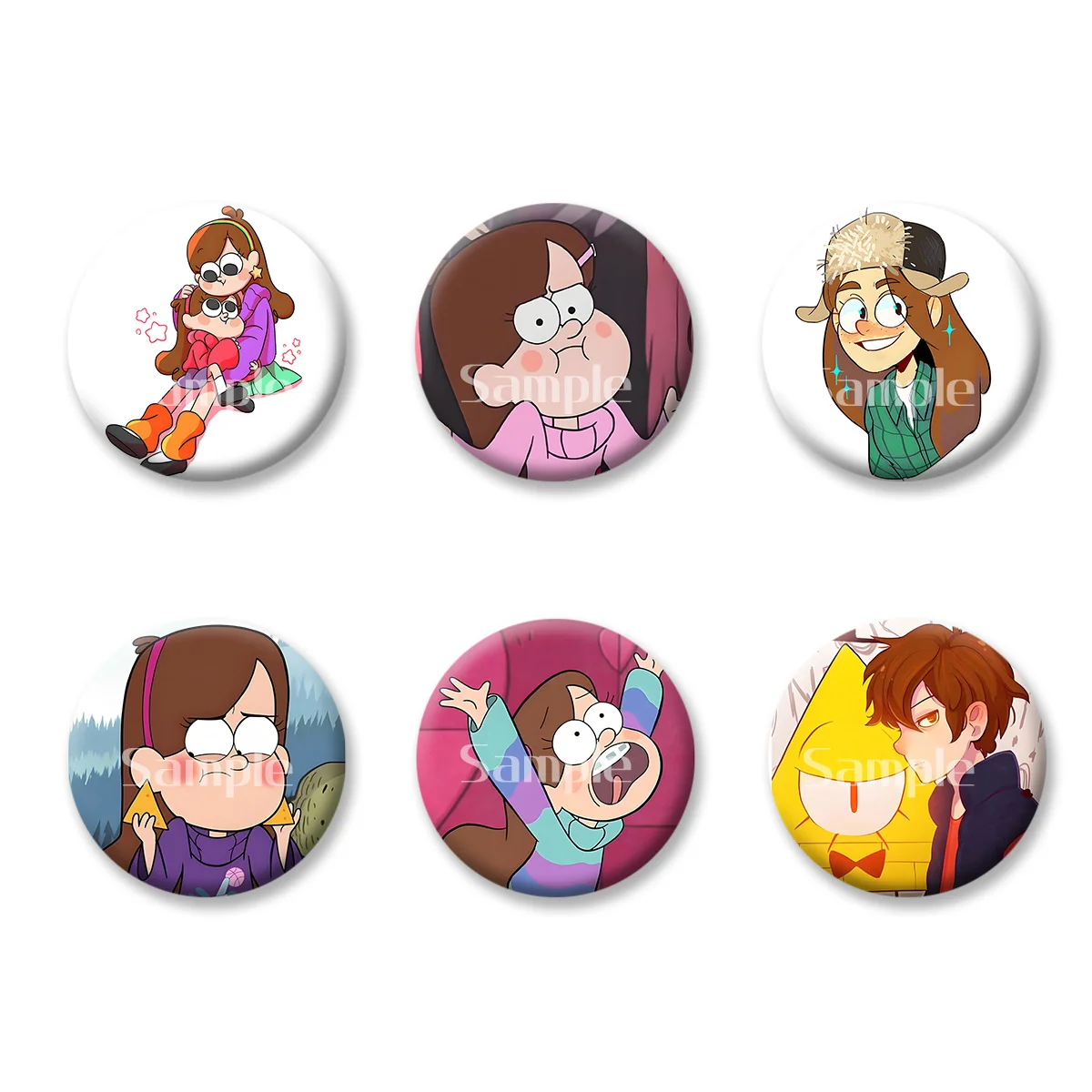 

Gravity Falls Mabel Dipper Anime Cartoon Flash Badge Keychains Makeup Mirror Fridge Magnet ACG Goods Game Peripherals Toy Gift