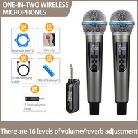 2-Channel Wireless Microphone System UHF Handheld Digital Mic with Rechargeable Receiver Suitable For Party DJ/Karaoke/Church
