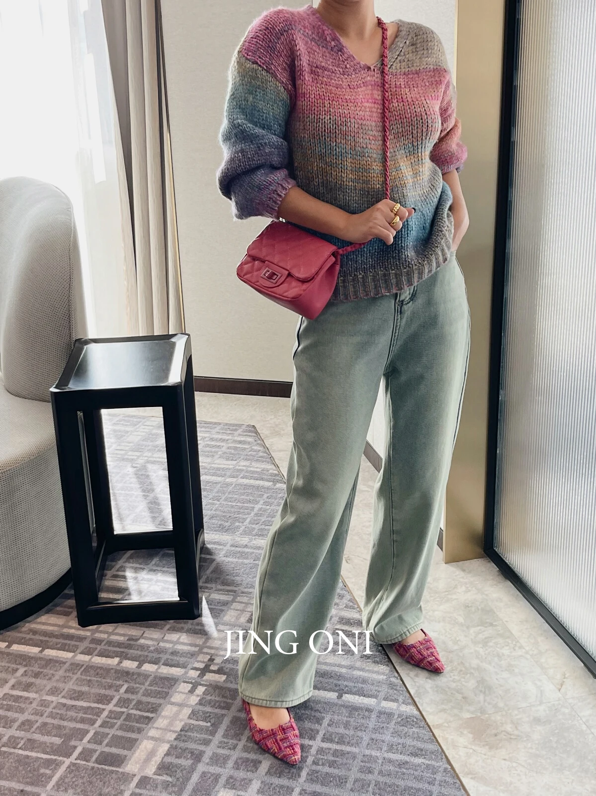 Pullover V-neck Sweater Knitwear Blouse Woman Clothing 2023 Y2k Korean Fashion Style Vintage Winter Top Oversized Elegant Chic