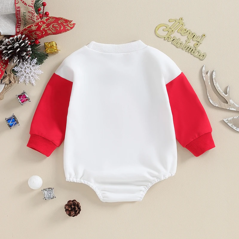 Christmas Baby Bubble Romper Classic Letter Print Long Sleeve Bodysuit Newborn Winter Playsuit