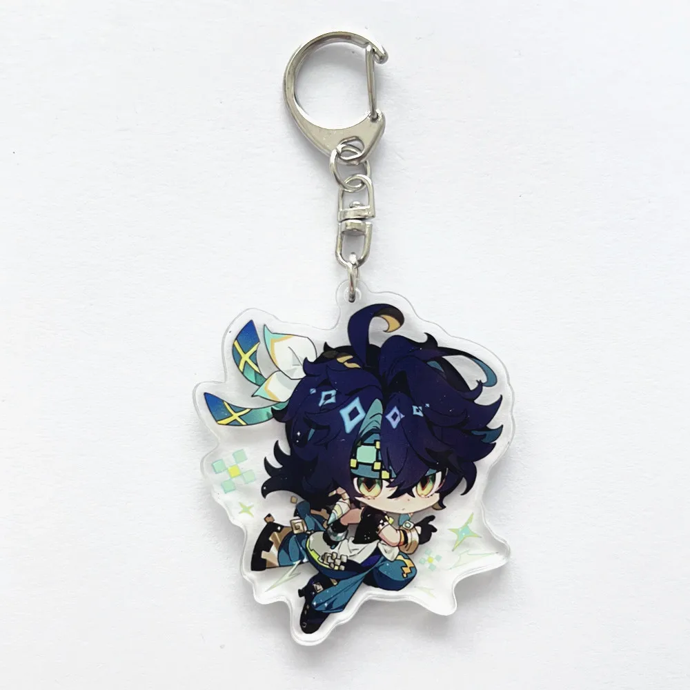 Game Genshin Impact Keyring Cosplay Emilie Mualani Kinich Two-sided Acrylic Pendant Props Keychain Accessoories Key Chain