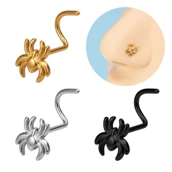 1Pc Fashion Spider Shape Nose Studs Stainless Steel Multicolor Nose Rings Nose Studs Hooks Nose Piercing Body Piercings Jewelry
