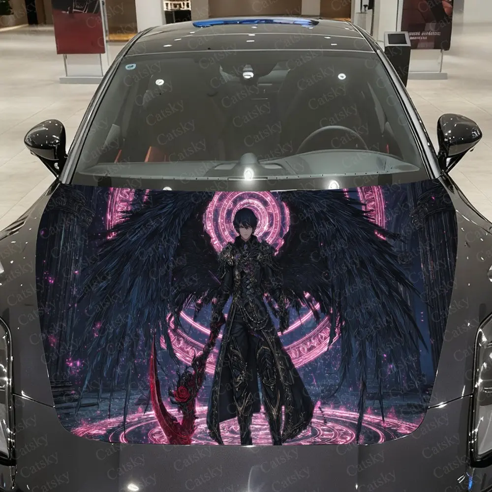 

Виниловая пленка Pink Array Dual Scythe Fallen Angel для автомобиля, водонепроницаемая наклейка на капот из ПВХ, самоклеящиеся устойчивые к царапинам наклейки