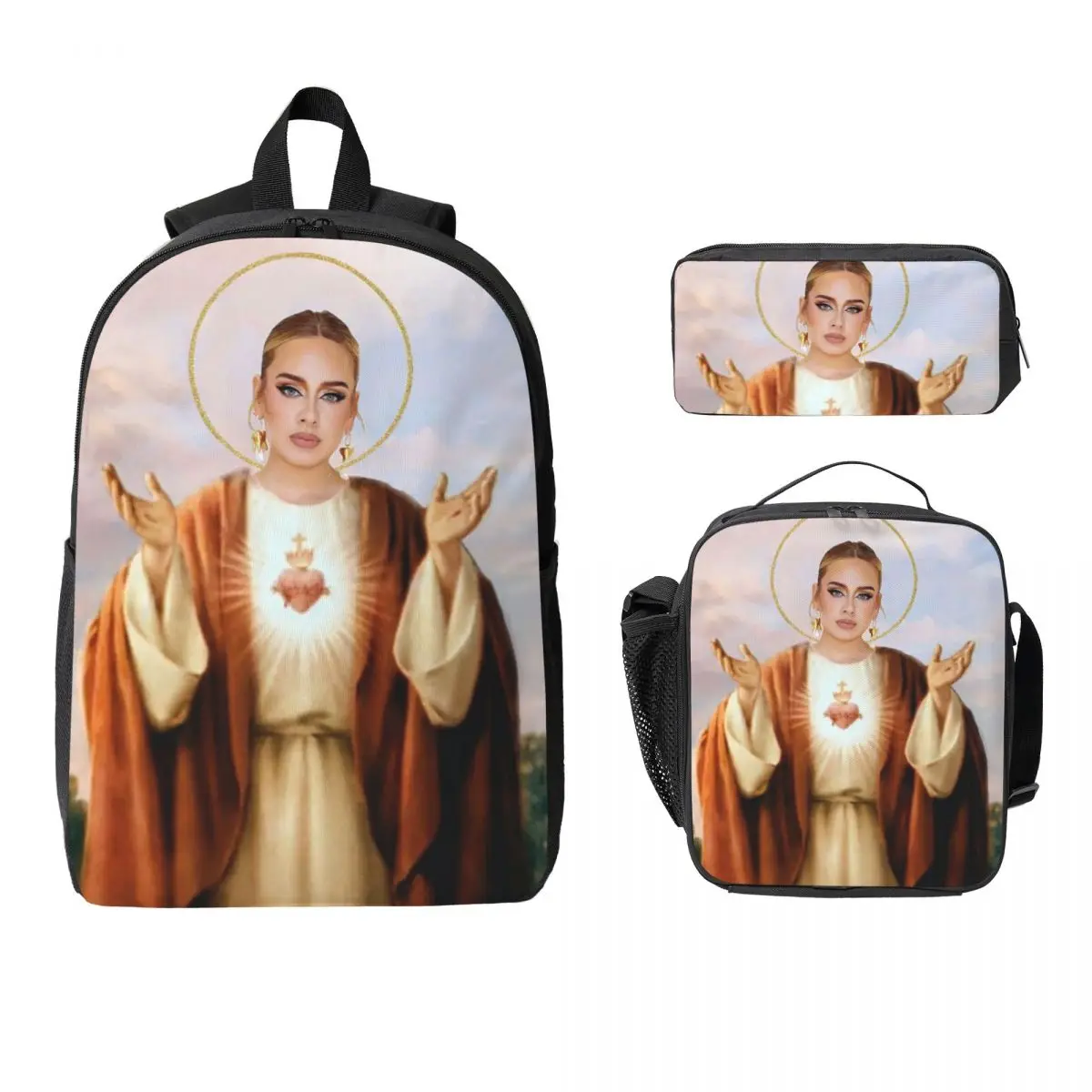 

Adele In Munich Music Tour Accessories Backpack BookBag School Bag Laptop Shoulder Bags 3ps Insulated Lunch Bag Pencil Case
