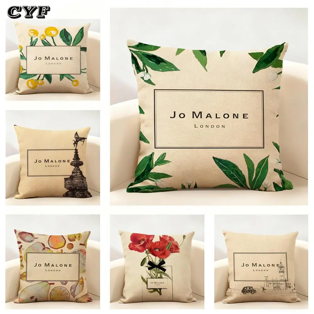 

Чехол для подушки J-Jo M-Malone с логотипом, летний, льняной, для дивана, домашний декор, приятный для кожи, дышащий, с невидимой молнией