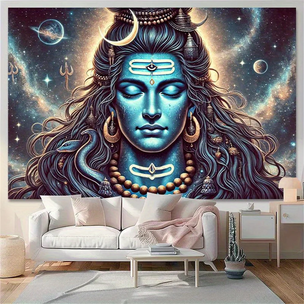 Boho Lord Shiva Wall Hanging Mandala Tapestry Galaxy Chakra Decor for Meditation Yoga Spiritual Space Hindu Spiritual Gift