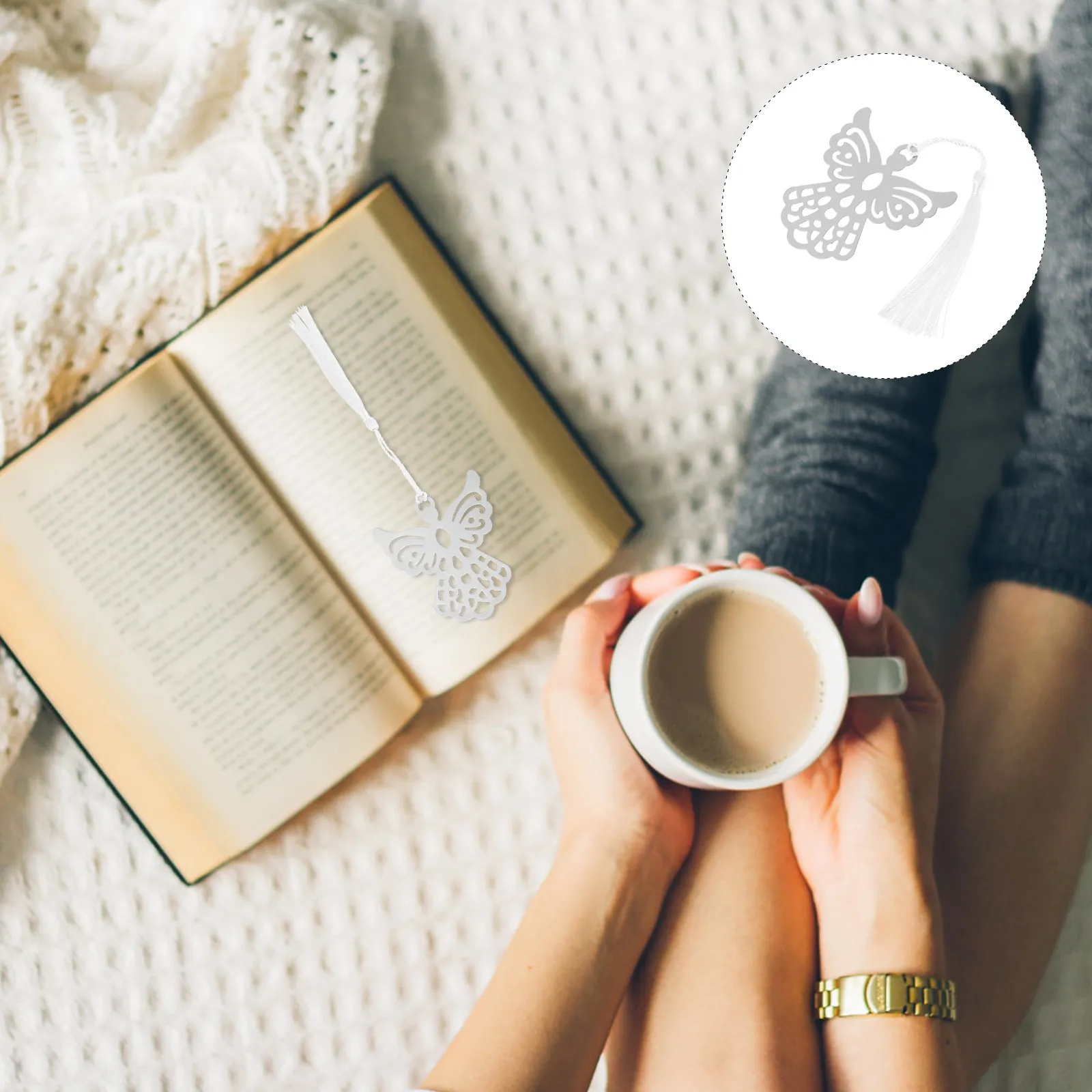 

6Pcs Angel Bookmarks Stainless Steel Hollow-Out Book Markers Sturdy Decorative Page Markers for Reading Study Office Use