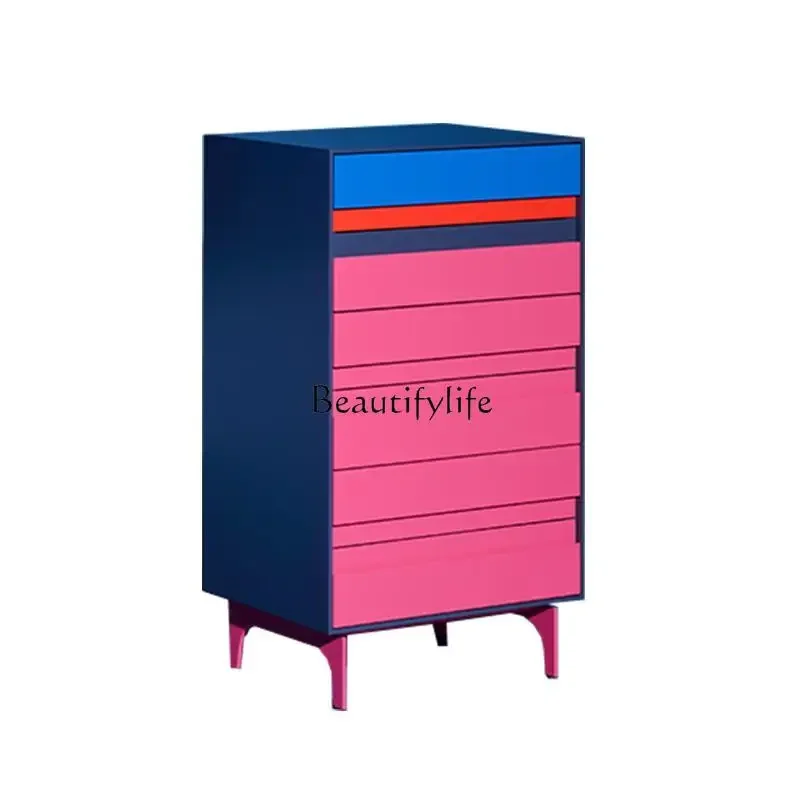 

ls 04Italian light luxury paint chest cabinet, bedroom storage, living room against the wall color matching side cabinet