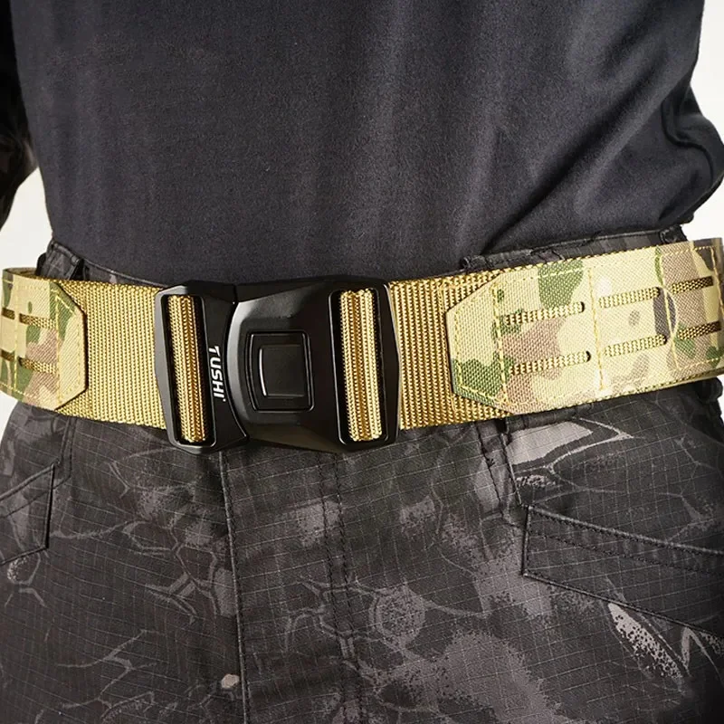 

2 Piece Suit Nylon Tactical Belt Camouflage Canvas Waistband Outdoor Climbing Hunting Clothes Accessory Military Training Belts