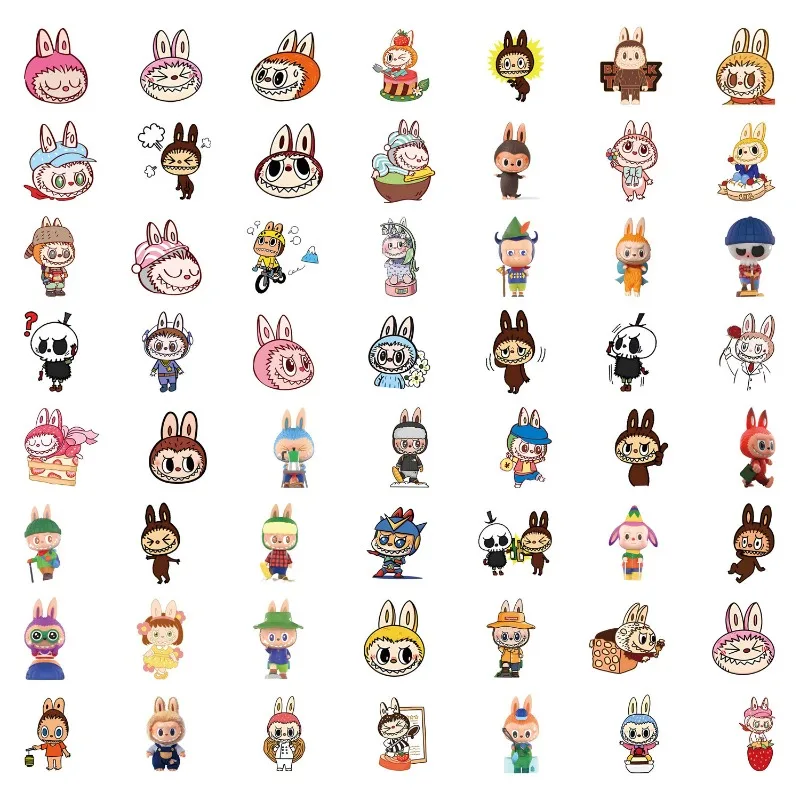 55pcs Labubu Cartoon Stickers Suitcase Water Cup Stationery Mobile Phone Car Scooter Laptop Refrigerator Decorative Sticker