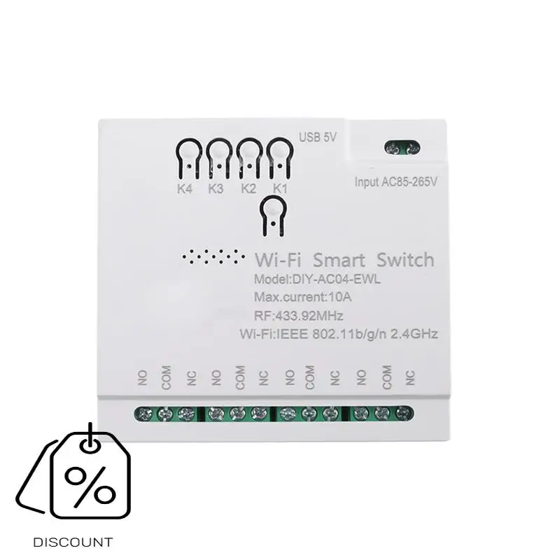 ABJO-4CH Ewelink Wifi Smart Switch RF433 85-265V 2.4G Wifi Smartlife Home Automation Module For IFTT Alexa Google Home Easy To U
