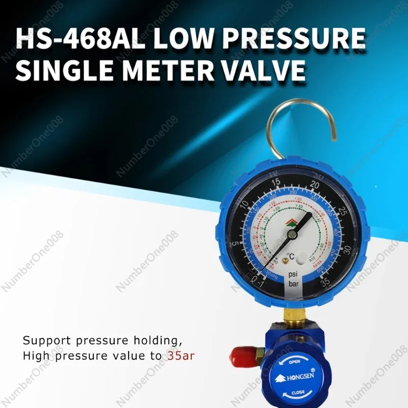 Single Meter With Valve Low Pressure High Pressure Pressure Gauge R32 R410 Manifold For Car Air Conditioning HS-468AL HS-468AH