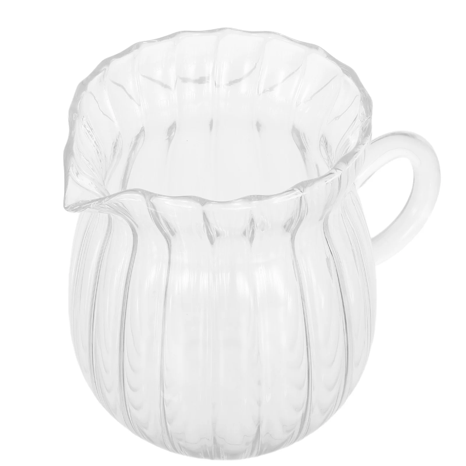 

370Ml Glass Small Milk Pitcher Transparent Vertical Stripe Design Microwave Safe for Coffee Tea Hot Chocolate Serving Home