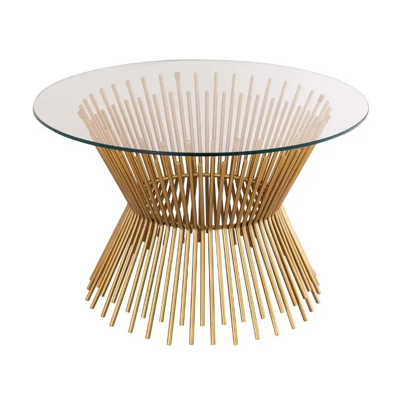 طاولة قهوة أمريكية فاخرة من الفولاذ المقاوم للصدأ مصنوعة من التيتانيوم طويلة وقصيرة/فندق/فيلا بار نموذج فاخر خفيف