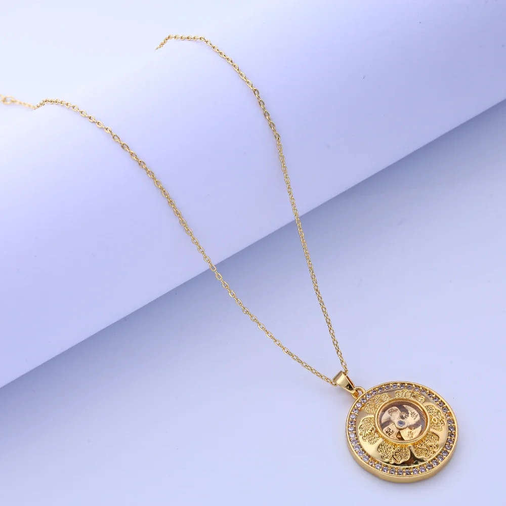 قلادة دوارة مرصعة بالألماس مستوحاة من الطراز العتيق، قلادة مجوهرات للجنسين للزينة الأنيقة