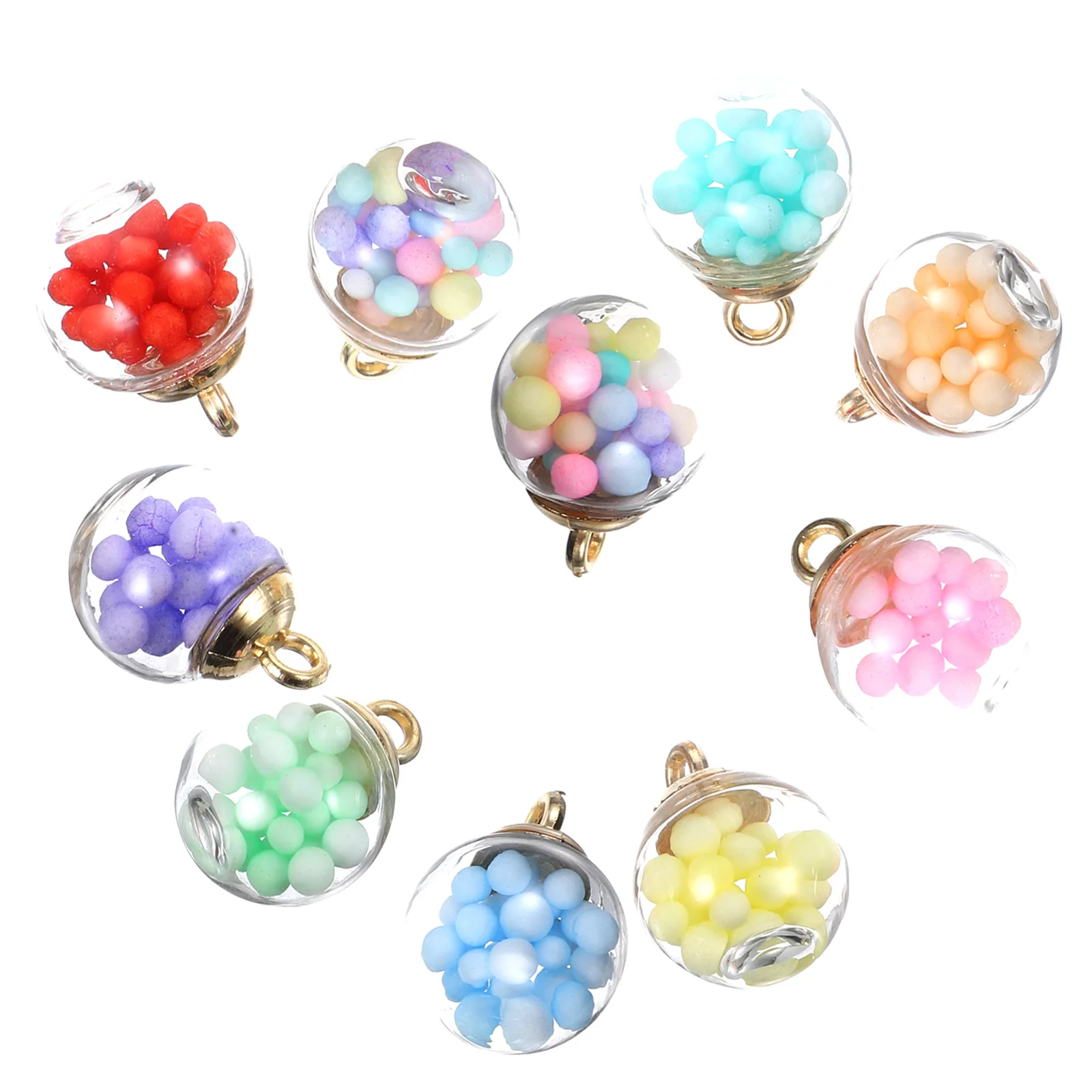 

10Pcs Glass Balls Charms DIY Hanging Pendants Creative Jewelry Making Keychain Accessories for Earrings Necklaces Bracelets
