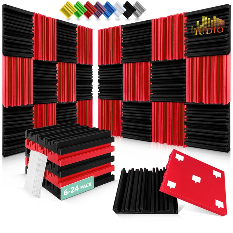 Acoustic Foam Panels 6/12/24 Pcs, Bedroom Broadband Sound Foam Pad, Sound Absorber Wall Stickers Home Accessories Decoration