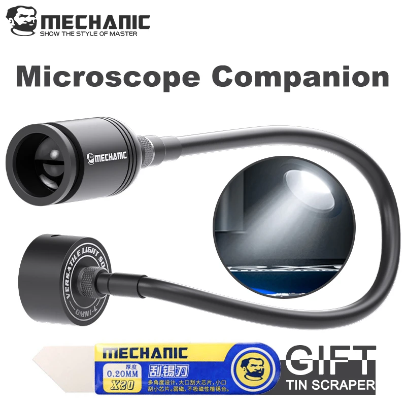 MECHANIC Omni-L 5W High CRI Microscope LED Ring Light Source Modular 360° Lighting Bendable Stepless Dimming Magnetic Base