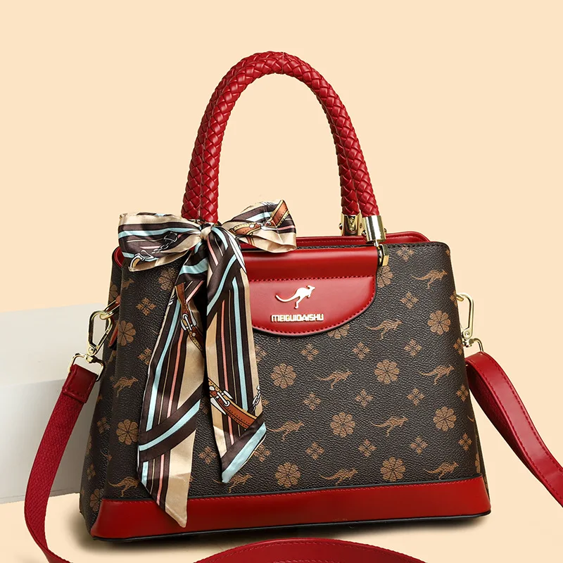 

High Quality Leather Top-Handle Bag Large Capacity Shoulder Crossbody Bags for Women 2025 Luxury Print Design Handbag Sac A Main