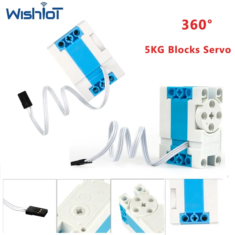 Servomotor Programable de 5KG para Bloques de Construcción, 360° °   Servomotores con Ángulo Controlable, Juguete Educativo, Funciones de Potencia, Piezas de Bricolaje para Robot