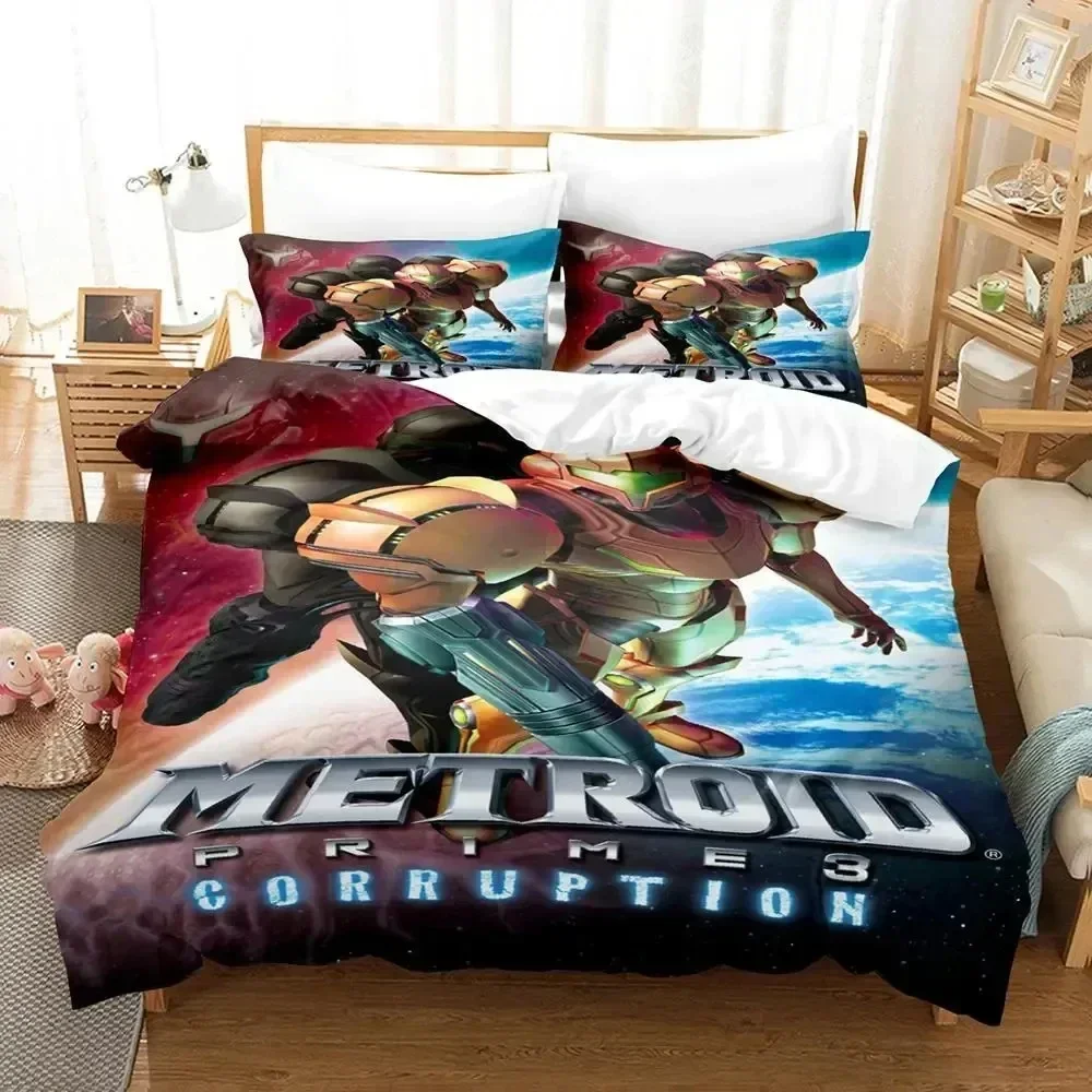 

Metroid Prime Corruption Bedding Set Duvet Cover Sheet Printed Bed Set Pillowcase Bed Full Queen King Size Comforter Bedroom