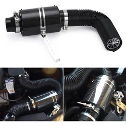 1 conjunto de carro universal 3 polegada fibra carbono filtro ar frio alimentação fechado admissão indução tubo mangueira kit universal