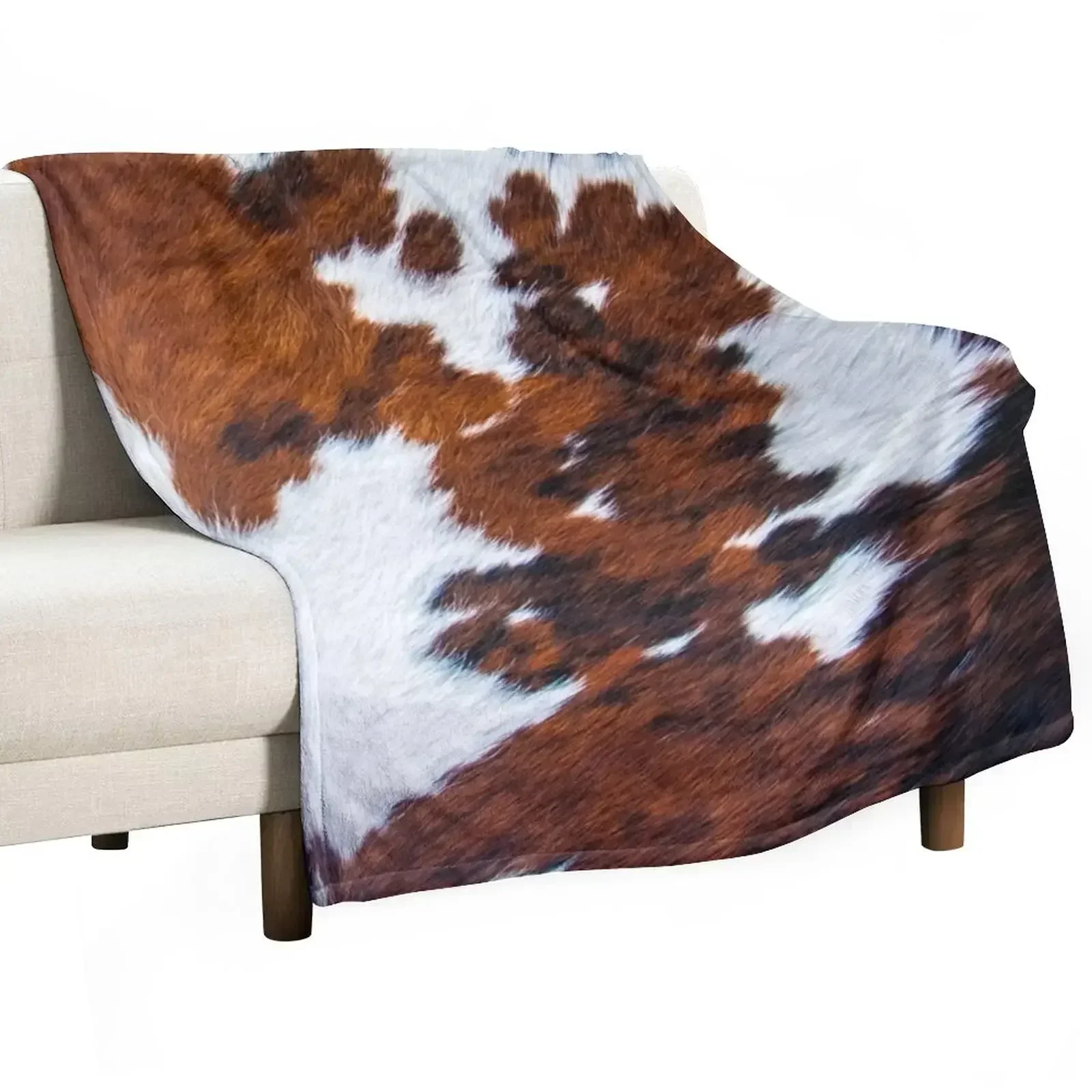 

Cowhide style pattern Throw Blanket warm for winter Soft Beds Blankets