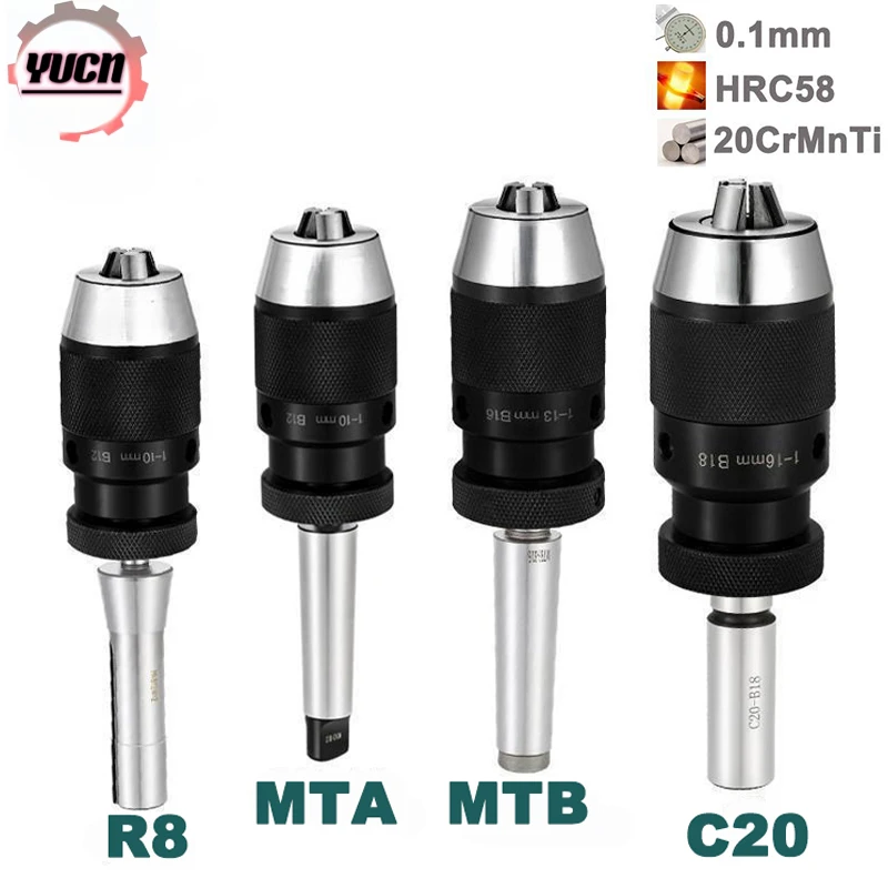 MT2 MT3 MT4 MT5 R8 C10 C12 C16 C20 B10 B12 B16 B18 B22 Morse Drill Chuck Lathe CNC drill machine self-tightening drill chuck