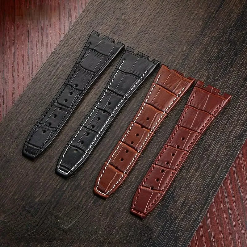 Top layer Genuine Leather watch strap for AP Audemars15400 Royal Oak Offshore Series Male 26mm Blue Black Brown watchbands