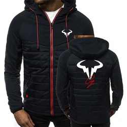 Rafael Nadal tennis player New Men's Autumn Winter Fashion Patchwork Hooded Cotton-padded Jacket Leisure Print Loog Sleeve Coats