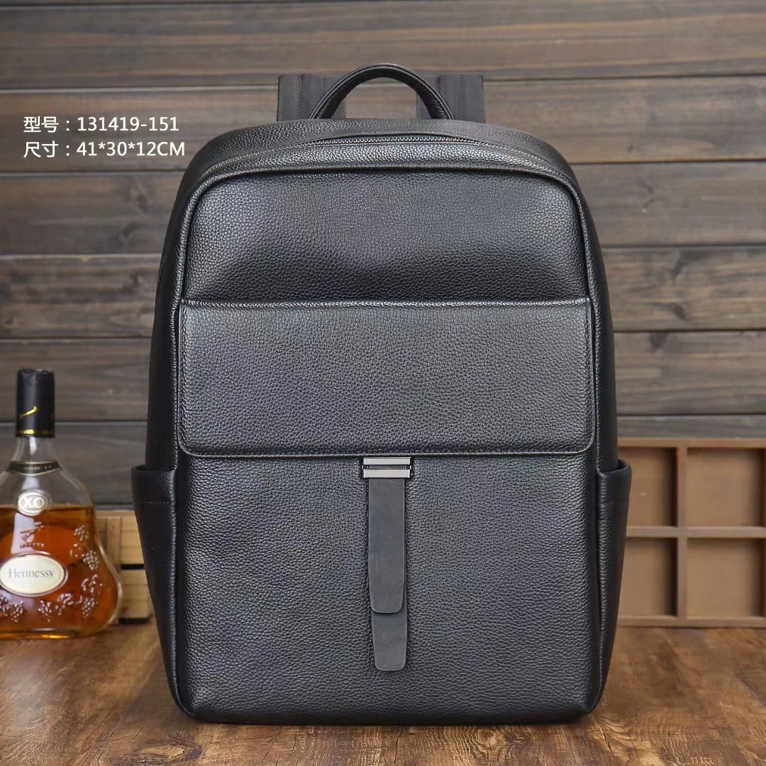 대형 천연 가죽 백팩 블랙 첫 번째 층 소가죽 여행 가방 남성용 대형 패션 더블 숄더백