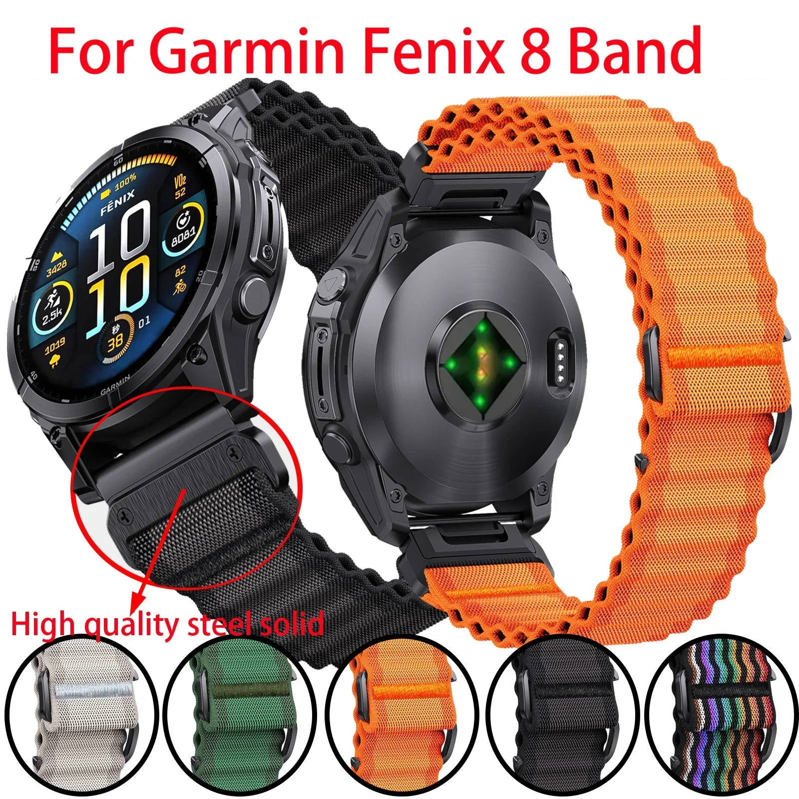 QuickFit 22mm 26mm Woven Nylon Band For Garmin Fenix E 8 47mm 51mm 7 7X 6 6X 5 5X Plus/Enduro 3/Epix Pro Gen 2 Strap Bracelet