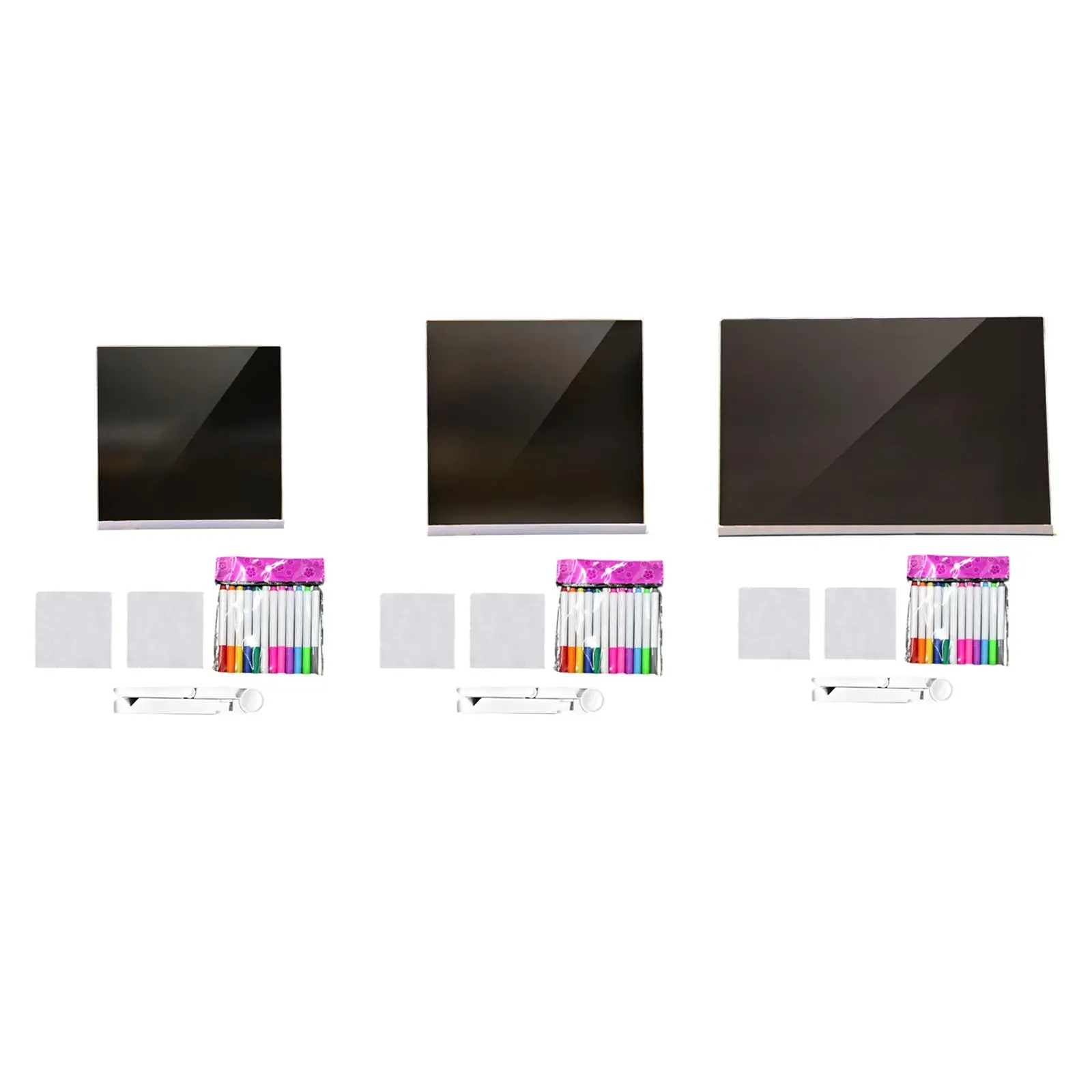 لوح مسح جاف من الأكريليك مع مصباح ليلي خفيف ولوحة رسائل قابلة لإعادة الكتابة مع لوحة ملاحظات ملونة للمدرسة والمكتب المنزلي