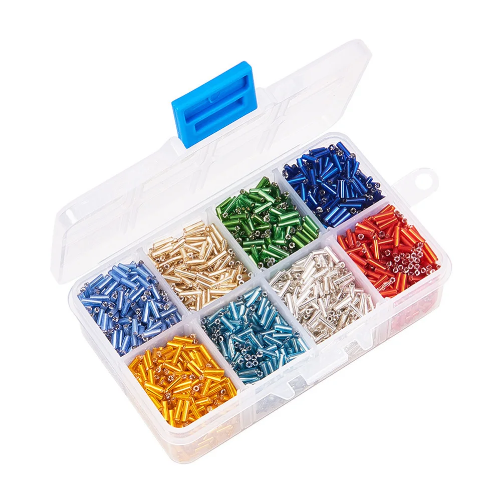 

Colorful Trumpet Glass Beads Boxed Tube Shape Crafts Accessories for DIY Bracelets Key Chains Jewelry Making (Mixed Color)