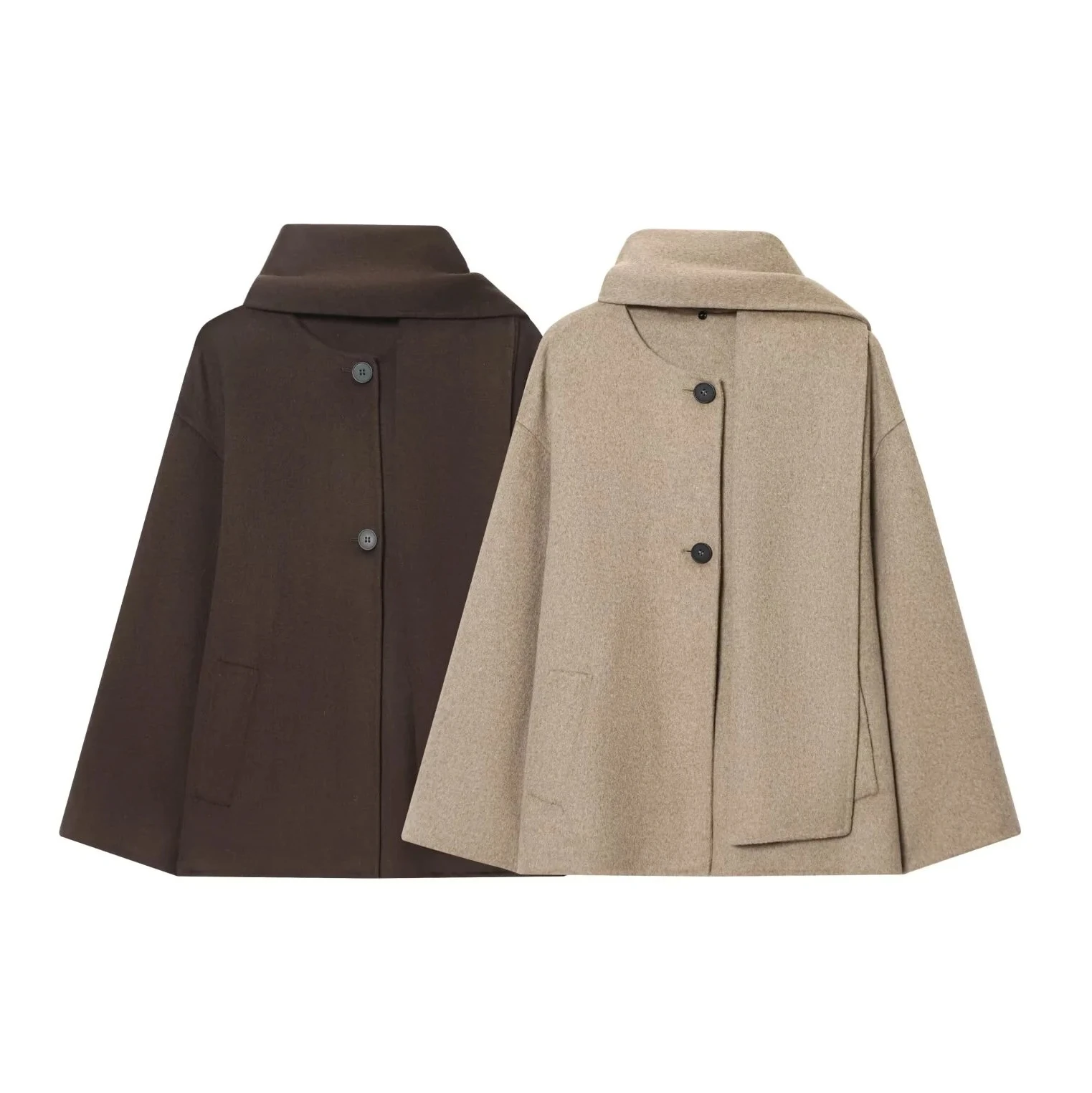 

Новая женская одежда, повседневная мода, простой свободный удобный универсальный шарф с круглым вырезом, короткое пальто