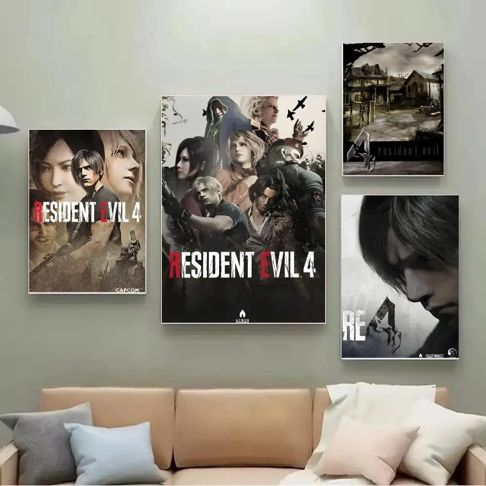 Poster Self-adhesive Painting with prints Home bedroom living room decoration G-Game R-Resident E-Evil 4 Modern and classic