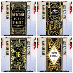 Gatsby Whisky Bar Party Background 1920s The Great Gatsby Birthday Wedding Newborn Party Black and Gold Lines Decor Door Curtain