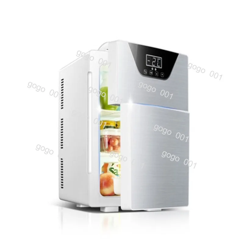 20L Portable Car Refrigerator, Dual Door Mini Fridge Cooler Warmer for Home Travel Dorm, 12V DC Energy Saving Silent