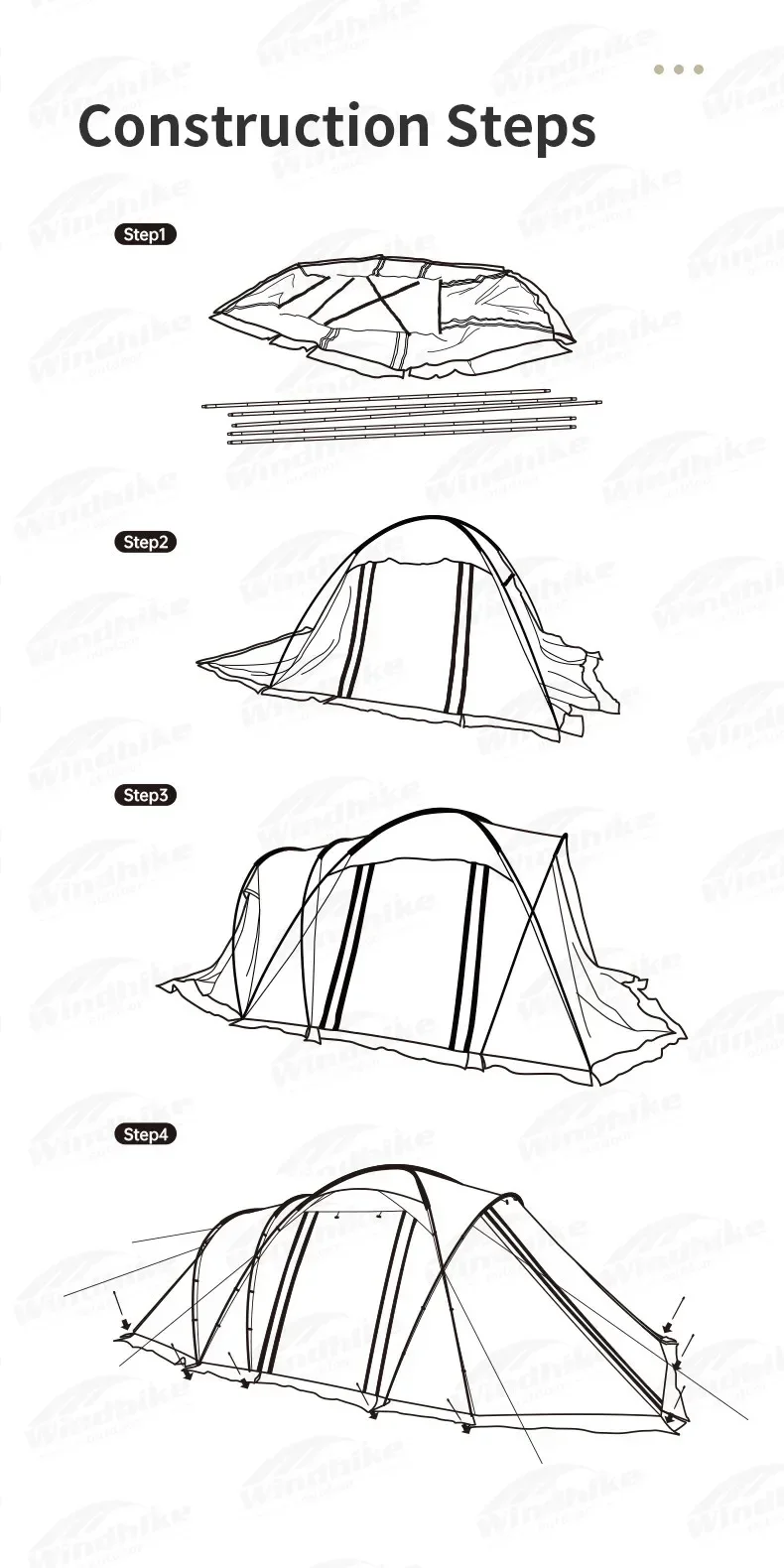 Naturehike Widder-Tunnelzelt, Camping, Outdoor, für 4–6 Personen, großes Raumzelt, 4-Jahreszeiten-Zelt, erweitertes Zelt, Familien-Reisezelt, wasserdicht – Detail 27