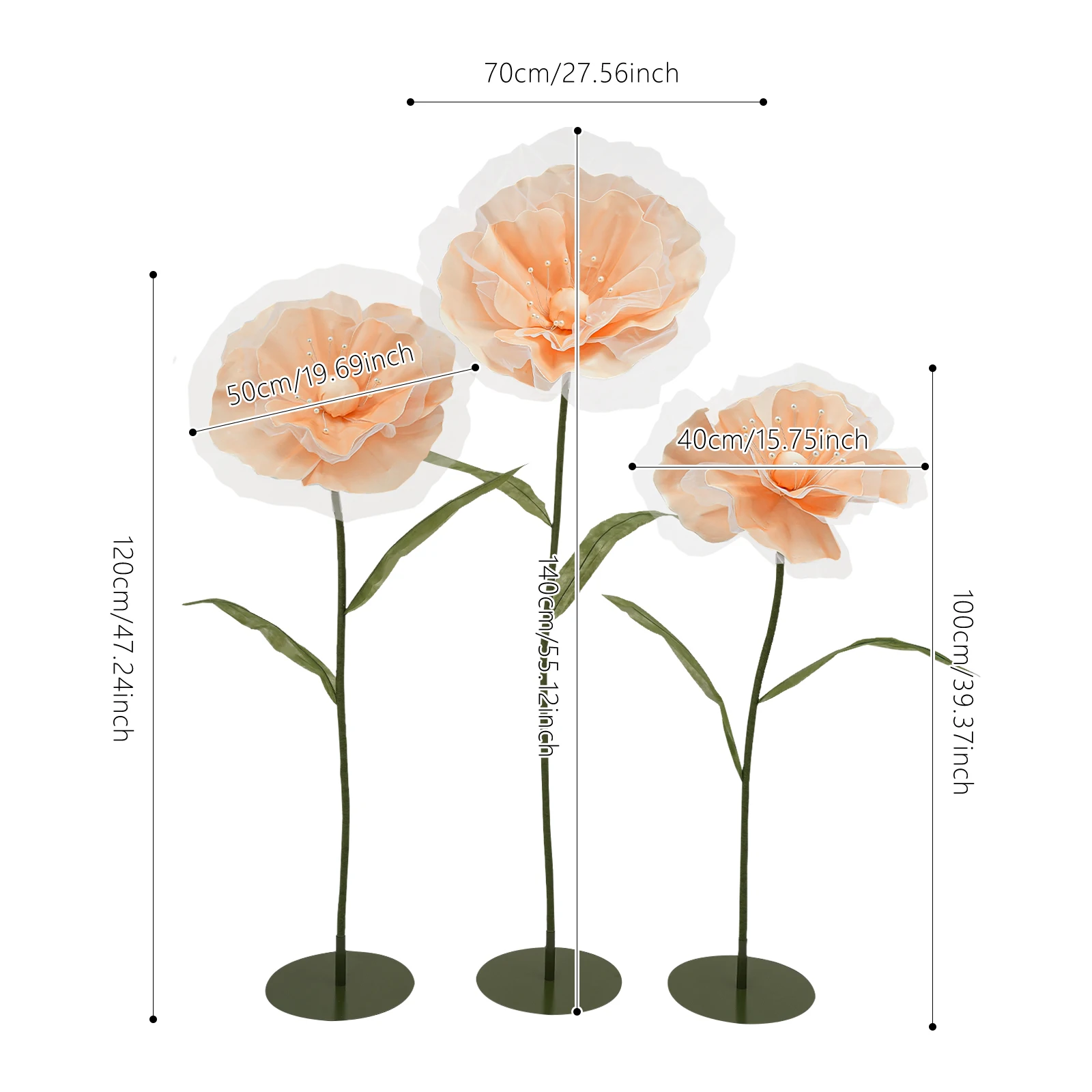 

3 шт. гигантские искусственные цветы шампанского, большие искусственные цветы, искусственные цветы для вечеринок, этажей, садов