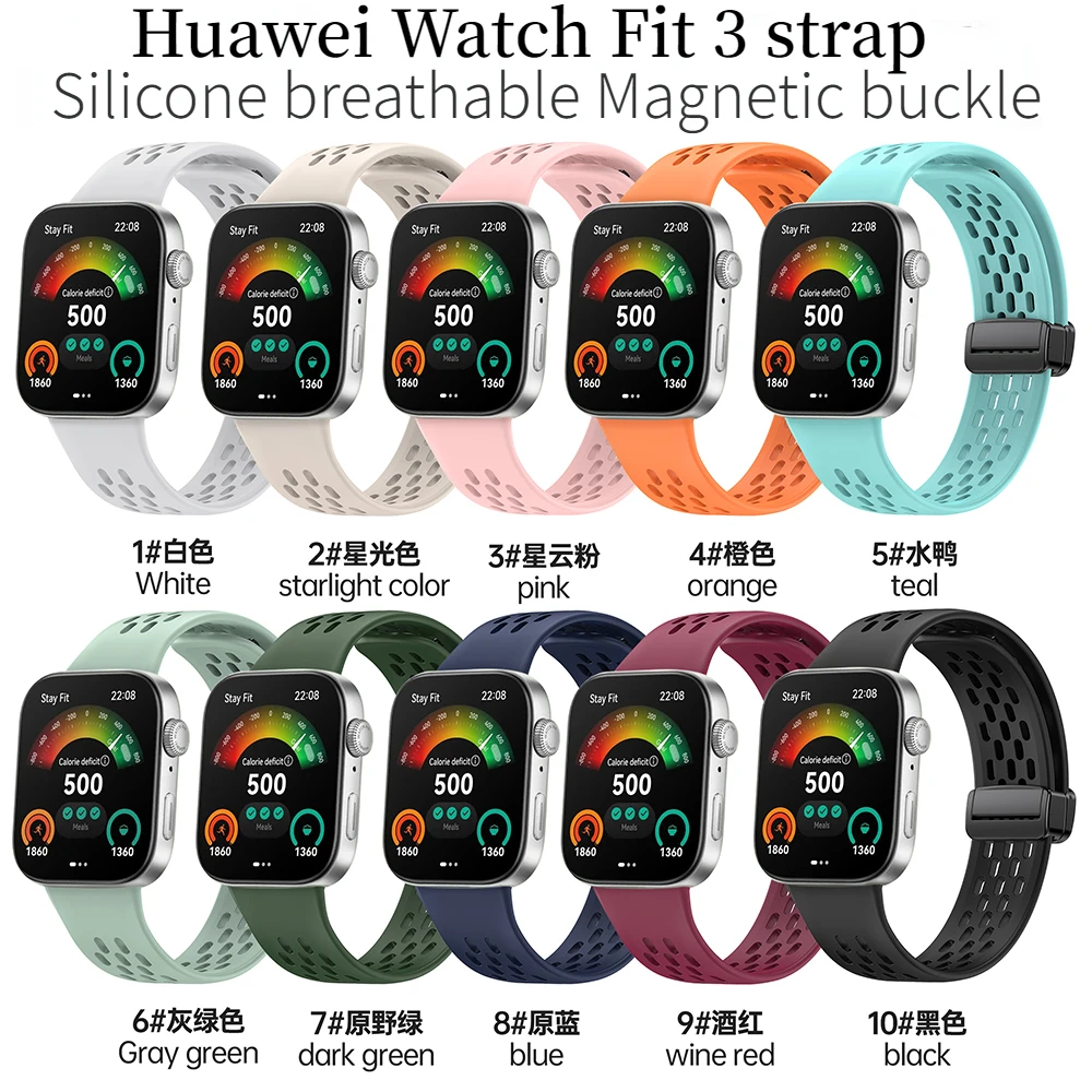 Silicone Strap for Huawei Watch Fit 3 Sports Magnetic Bracelet Breathe Wristband Correa For Huawei Watch Fit 3 Replacement Belt