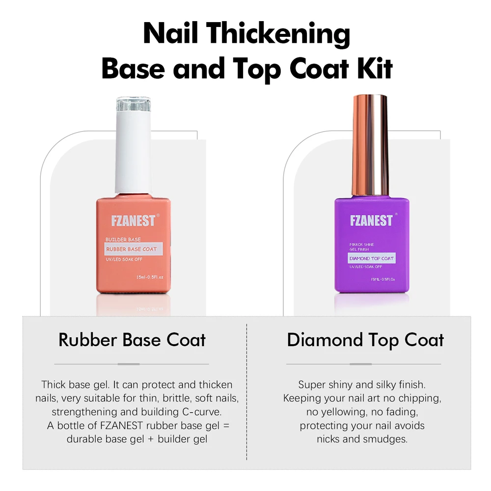 FZANEST HEMA TPO libre capa Base de goma de cristal Gel constructor para uñas en una botella Kit fortalecedor de uñas Gel extensión diamante superior
