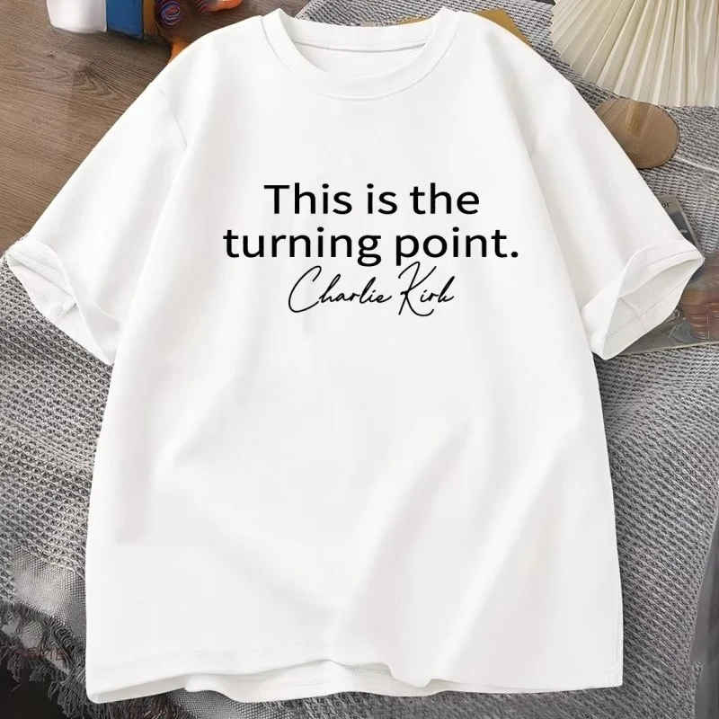 This Is The Turning Point Tshirt Charlie Kirk T-shirt Freedom Christian T Shirt Casual Cotton Short Sleeve Women Clothes Tops