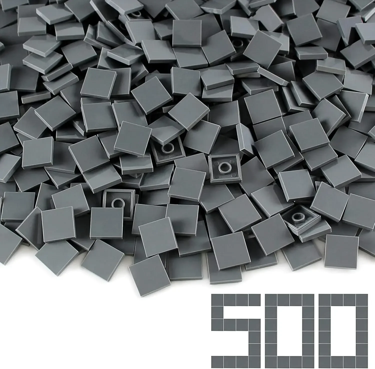 

2×2 Tile ×500 Parts and Pieces Flat MOC Bricks, Multicolor Bulk Building Blocks for Smooth Surface Wall Floor, Toy Accessories