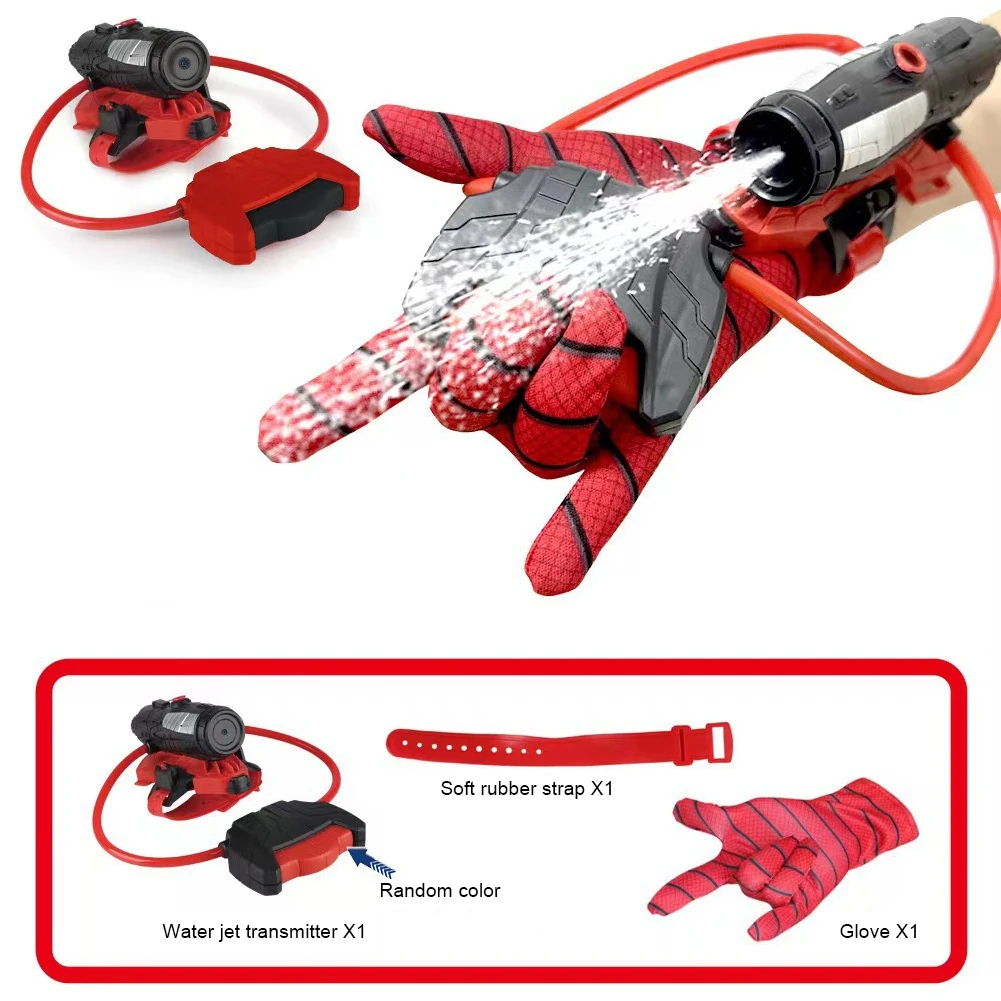 SpiderMan Water Gun Hero Launcher Spider Wrist Launcher Manual Press Burst Water Gun with Gloves Children's Birthday Gift Toys