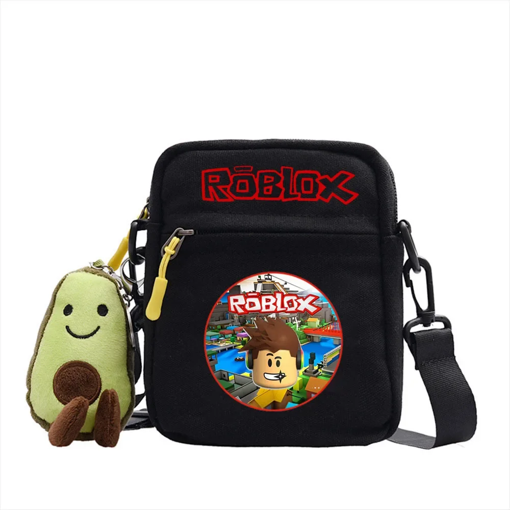 Roblox bolso de hombro periférico de juego, bolsa de lona oblicua de dibujos animados, bolsa cuadrada pequeña para estudiantes, regalo de cumpleaños