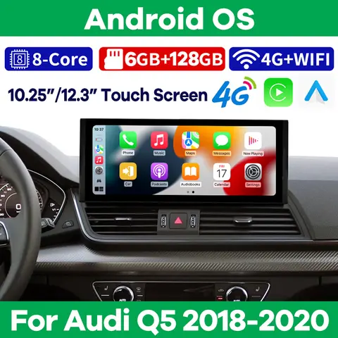 차량용 멀티미디어 플레이어 GPS 네비게이션, 아우디 Q5 2017-2021, 자동 스테레오 라디오 비디오 오디오 카플레이, 터치 스크린, 안드로이드 14
