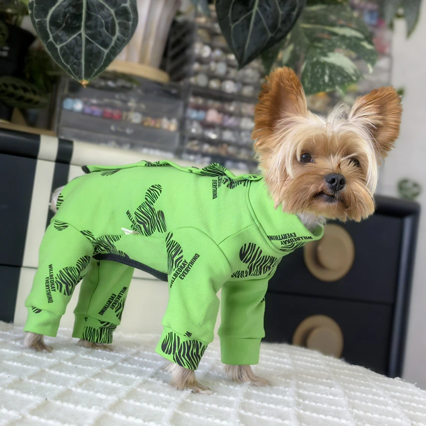 

Pet Dog Clothes Chihuahua Poodle Home Wear Pure Cotton Green Jumpsuits Romper For Small Medium Dog Puppy Casual Sport Clothing